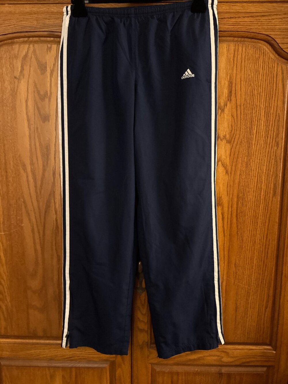adidas Navy Track Pants with White Side Stripes